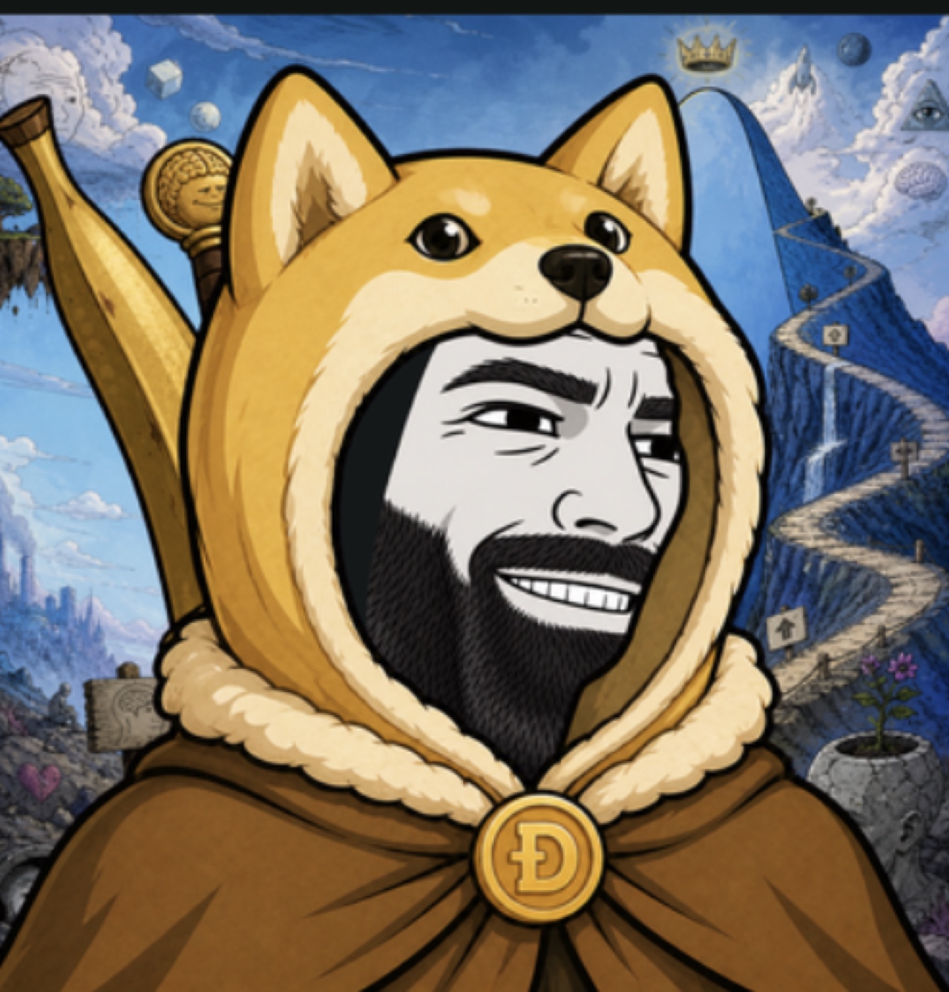 Chadjaw Wojak in Doge Ear Hood
